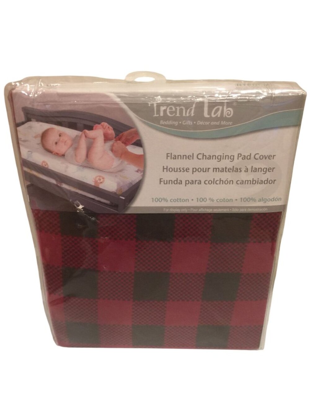 Trend Lab Buffalo Plaid Changing Table Cover 100% Deluxe Flannel Cotton Red Brow